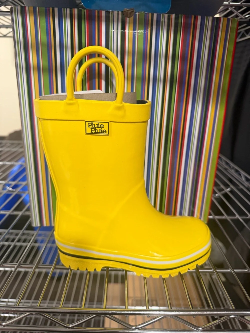 Pluie Pluie Unisex Kids Classic Yellow Rubber Rain Boots With handle Size 8 M US